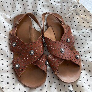 SEZANE leather sandals brown